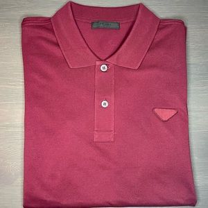 Mens PRADA burgundy polo